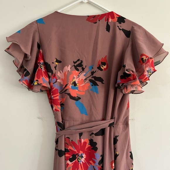 HUTCH Midi Ruffle Wrap Dress Women's Small (2-4) Wrap Tie Waist Floral guest - Picture 10 of 13